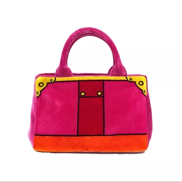 PRADA Mini Canapa Velvet Belt Motif Hand Bag - Picture 3 of 11